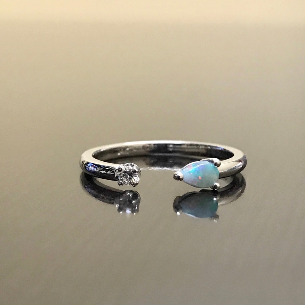 Opal & Diamond Open Ring